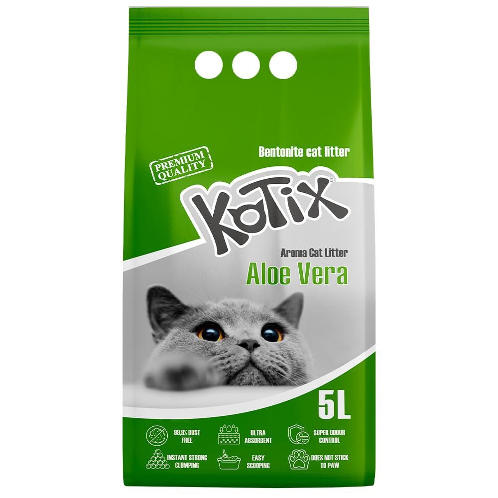 Наполнитель бентонитовый для туалета кошек Kotix Aloe Vera с ароматом алоэ вера 5 л (3123103128)