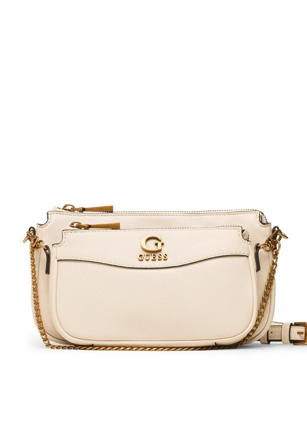 Сумка крос боді жіноча з еко шкіри GUESS NELL DOUBLE POUCH CROSSBODY Молочний (HWVB8678700-STO)
