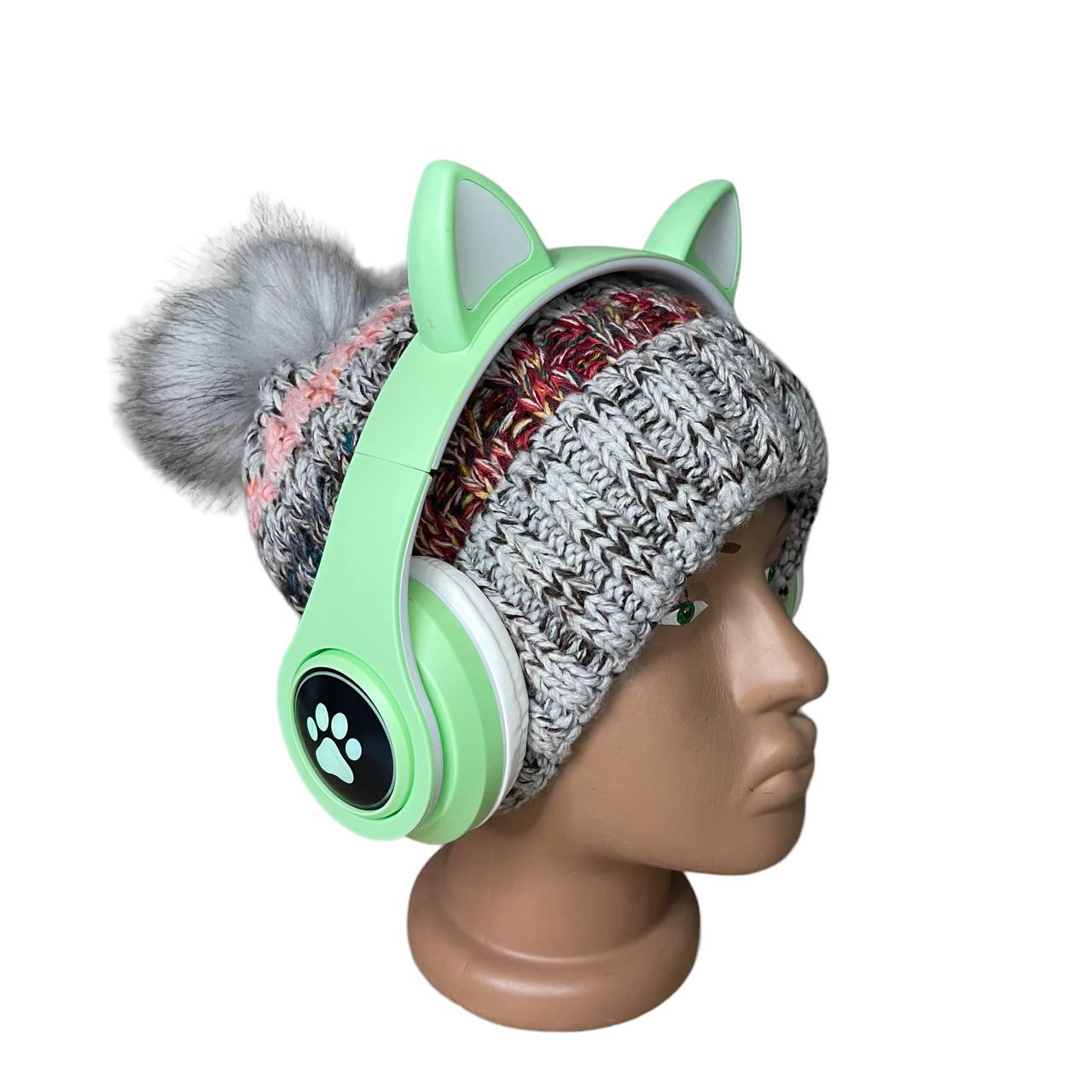 Наушники с ушками Cat Ear В39М беспроводные с подсветкой/FM-радио/MicroSD/Bluetooth Мятный (262363253) - фото 10