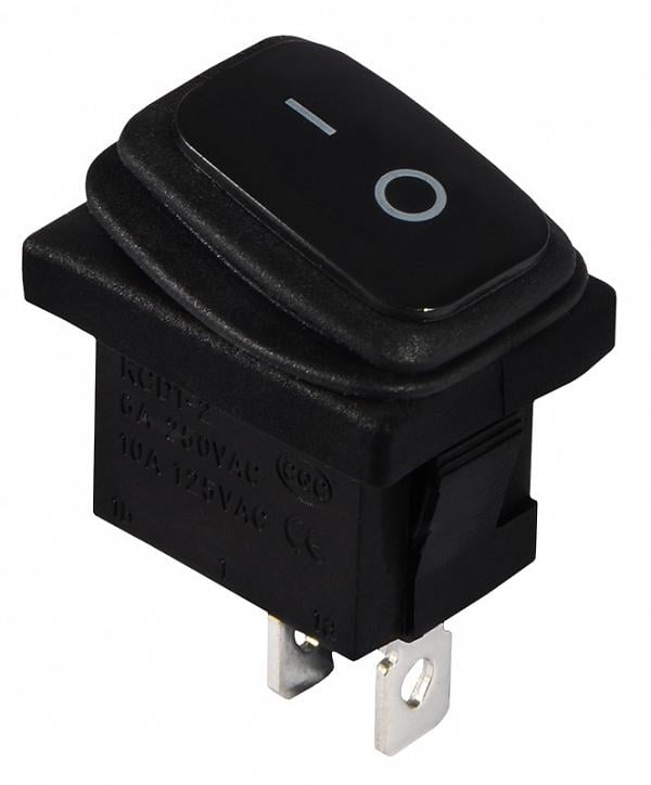 Переключатель АСКО-Укрем KCD1-2-101W B/B 1 клавиша 1NO без подсветки 19,2 мм IP65 Черный (A0140040057)