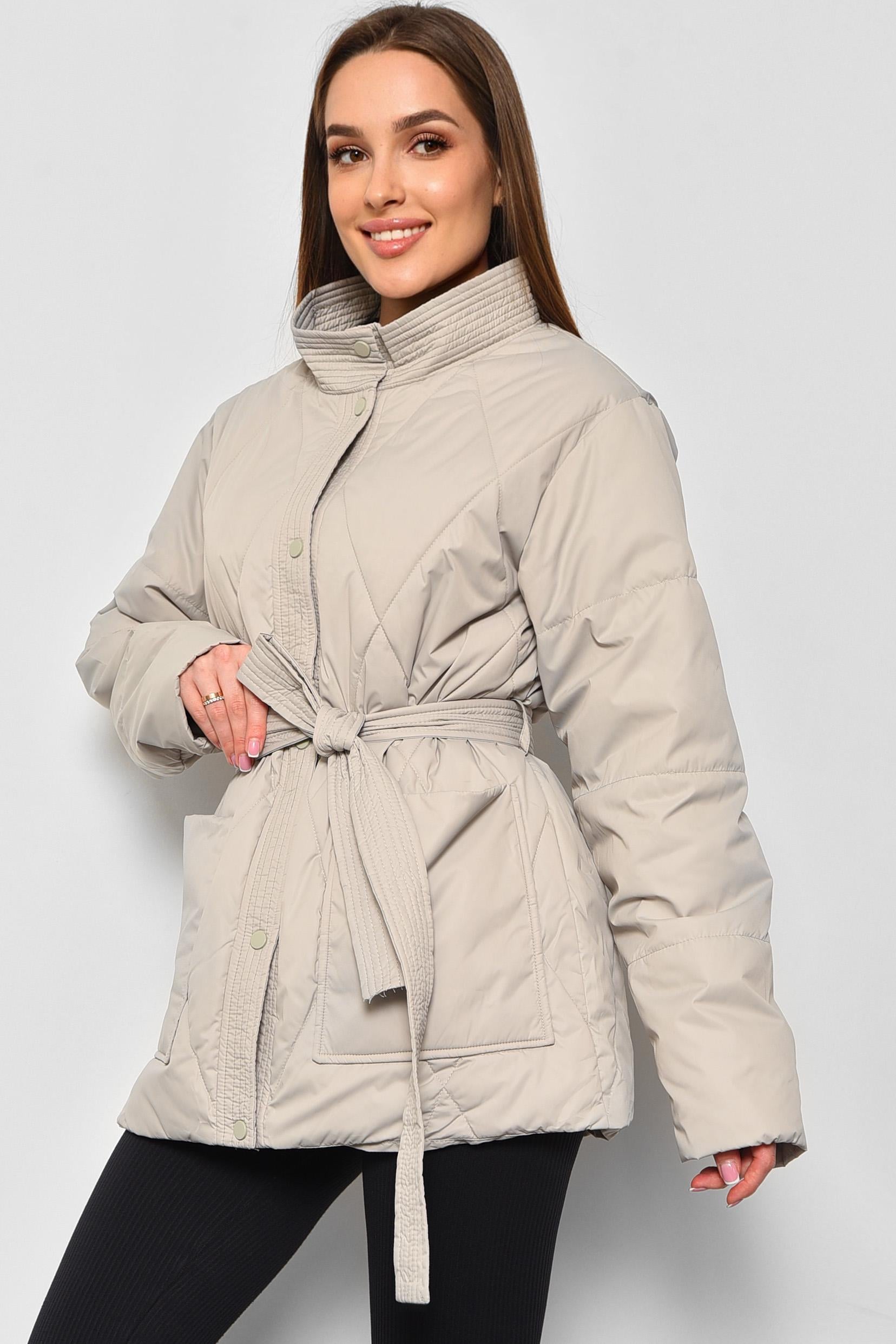 Куртка женская демисезонная полубатальная XL Оливковый (178377)