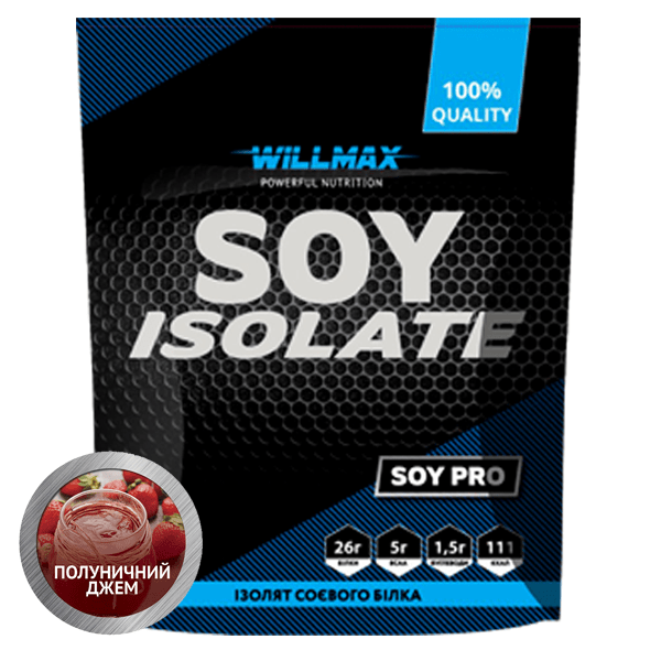 Протеїн соєвий ізолят SOY ISOLATE Willmax Полуничний джем 900 г (4110)