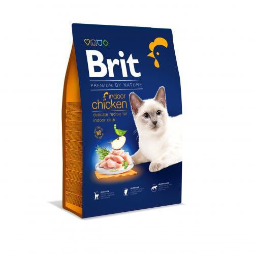 Корм сухой Brit Premium Cat by Nature Indoor с курицей 8 кг