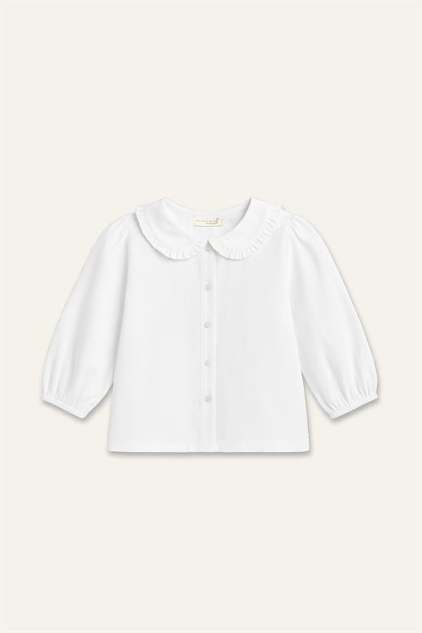 Рубашка для девочки с воротничком Mininio 7 лет 122 см Белый (8683169189117)