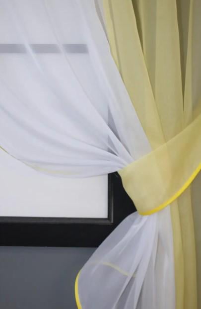 Занавеска на кухню шифон 265х170 см Желтый/Молочный (017к) - фото 3 Занавеска на кухню шифон 265х170 см Желтый/Молочный (017к) - фото 3