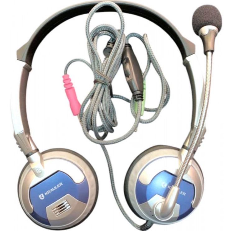 Наушники проводные с микрофоном Krauler KR-686 mini Jack 3,5 мм Silver (KR-686)