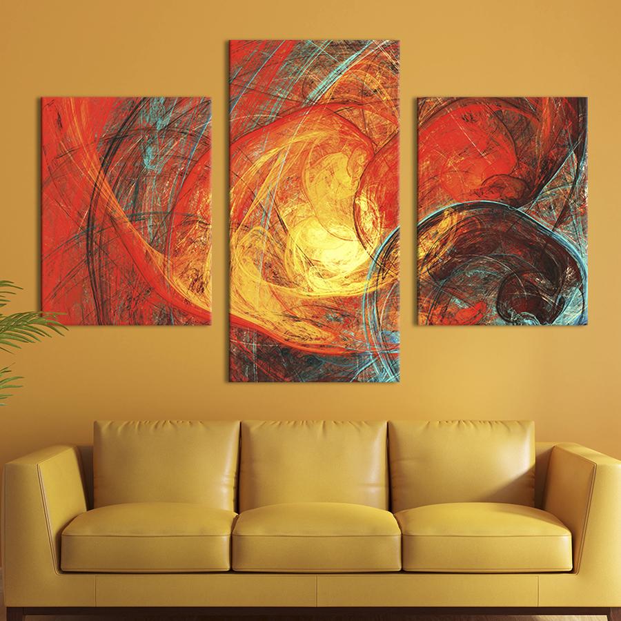 Картина для интерьера Абстракция огненное солнце 96x60 см (19-32)