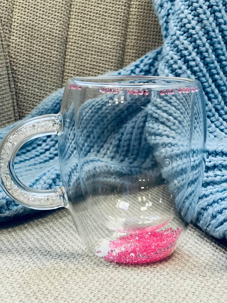 Чашка з подвійним дном Рожеве сяйво 350 мл Прозорий (102-1631)