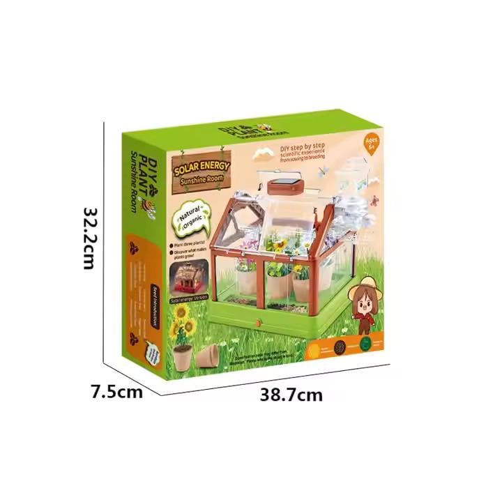 Мини-теплица для детей с системой полива и солнечной панелью Зеленый с коричневым - фото 9