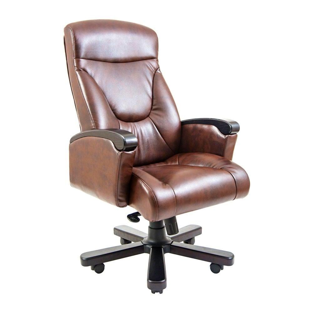 Офисное кресло руководителя Richman Boss VIP Wood M2 AnyFix натуральная кожа Lux Madras Коричневый (64ca425104b9e938a47ba1db)