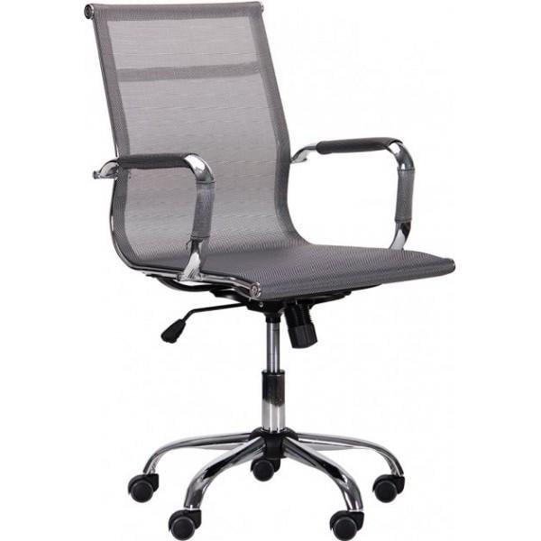 Креслом офисное AMF Holding Slim Net LB XH-633B 960+80х580х640 Хром/Серый