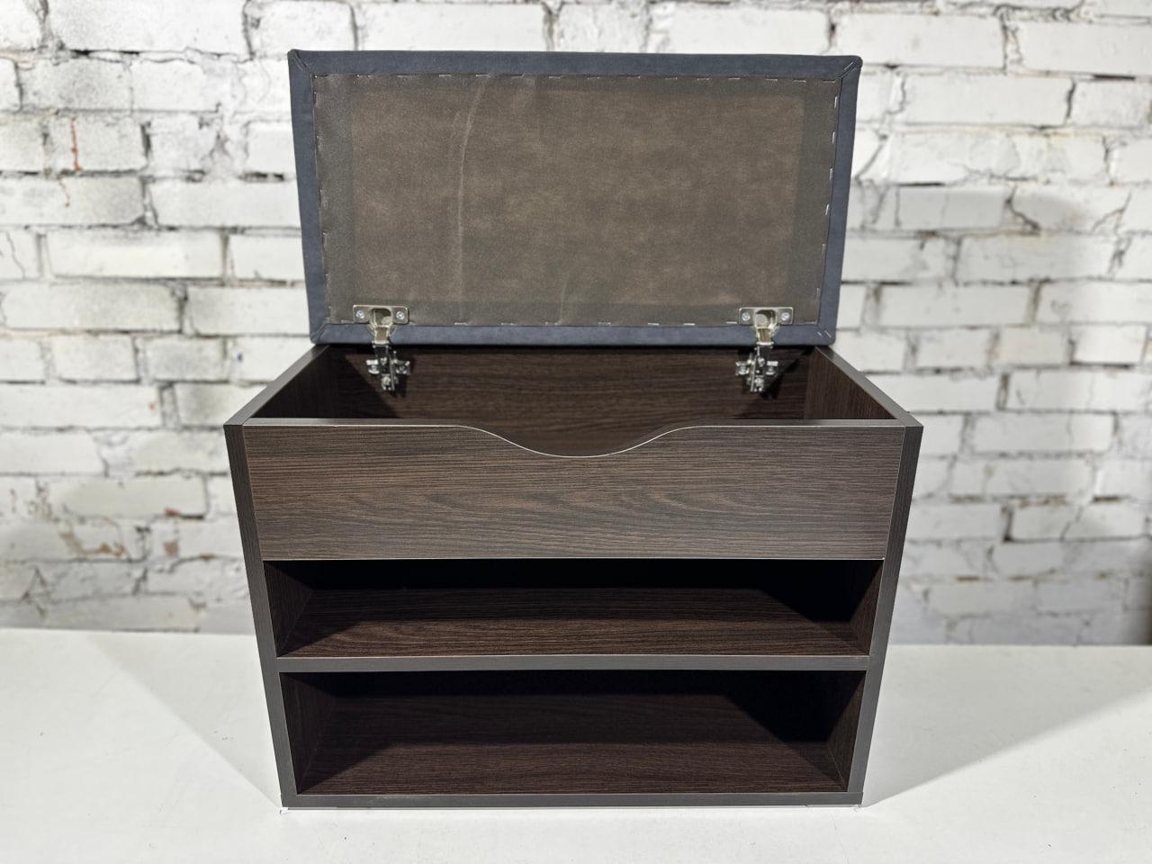 Тумба для обуви ДСП/ткань 30х80х45 см. Венге темный/Графит. - фото 3 Тумба для обуви ДСП/ткань 30х80х45 см. Венге темный/Графит. - фото 3