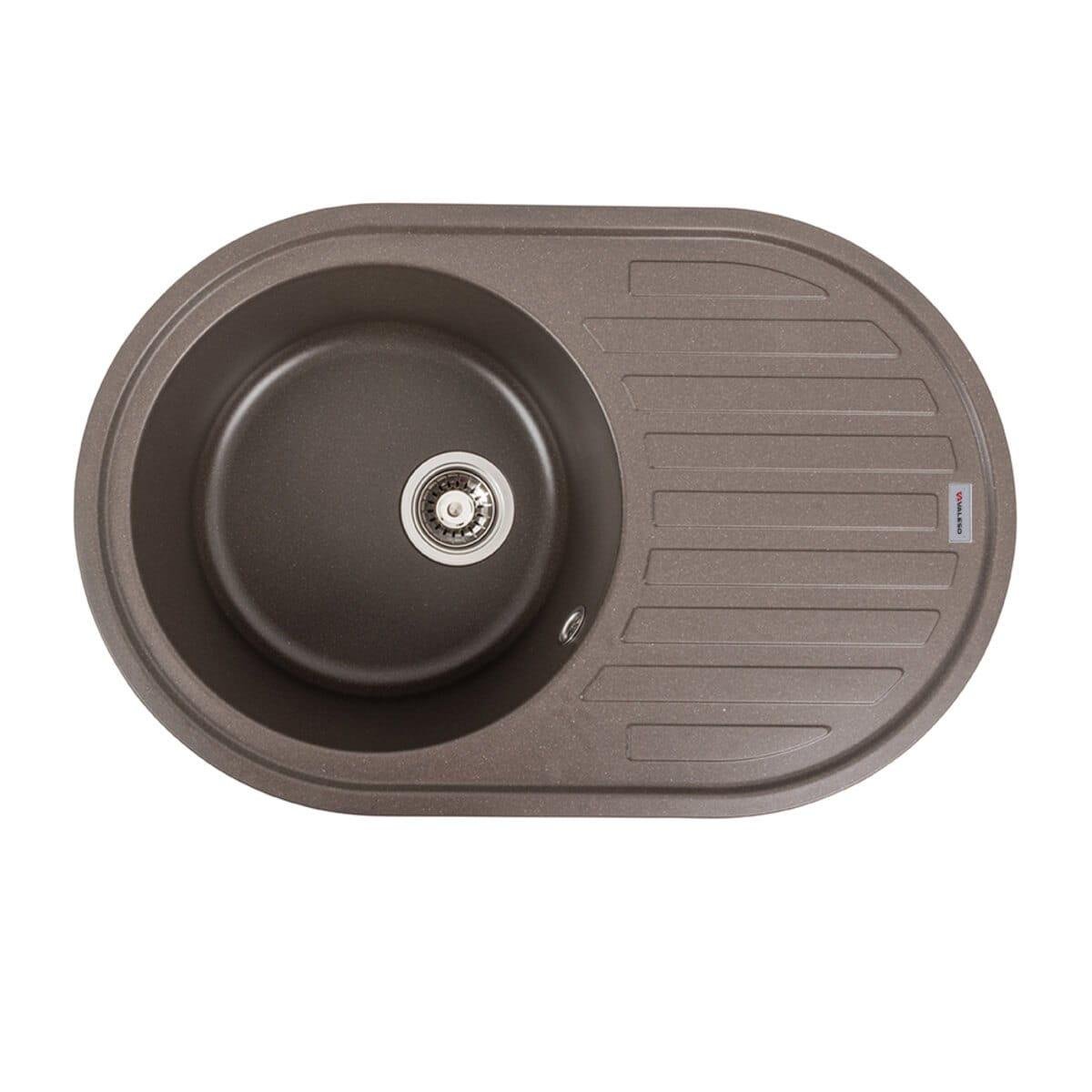 Мойка гранитная Valeso Lira 770х500 врезная овальная Темная скала матовая (PLTM-SP000047546)