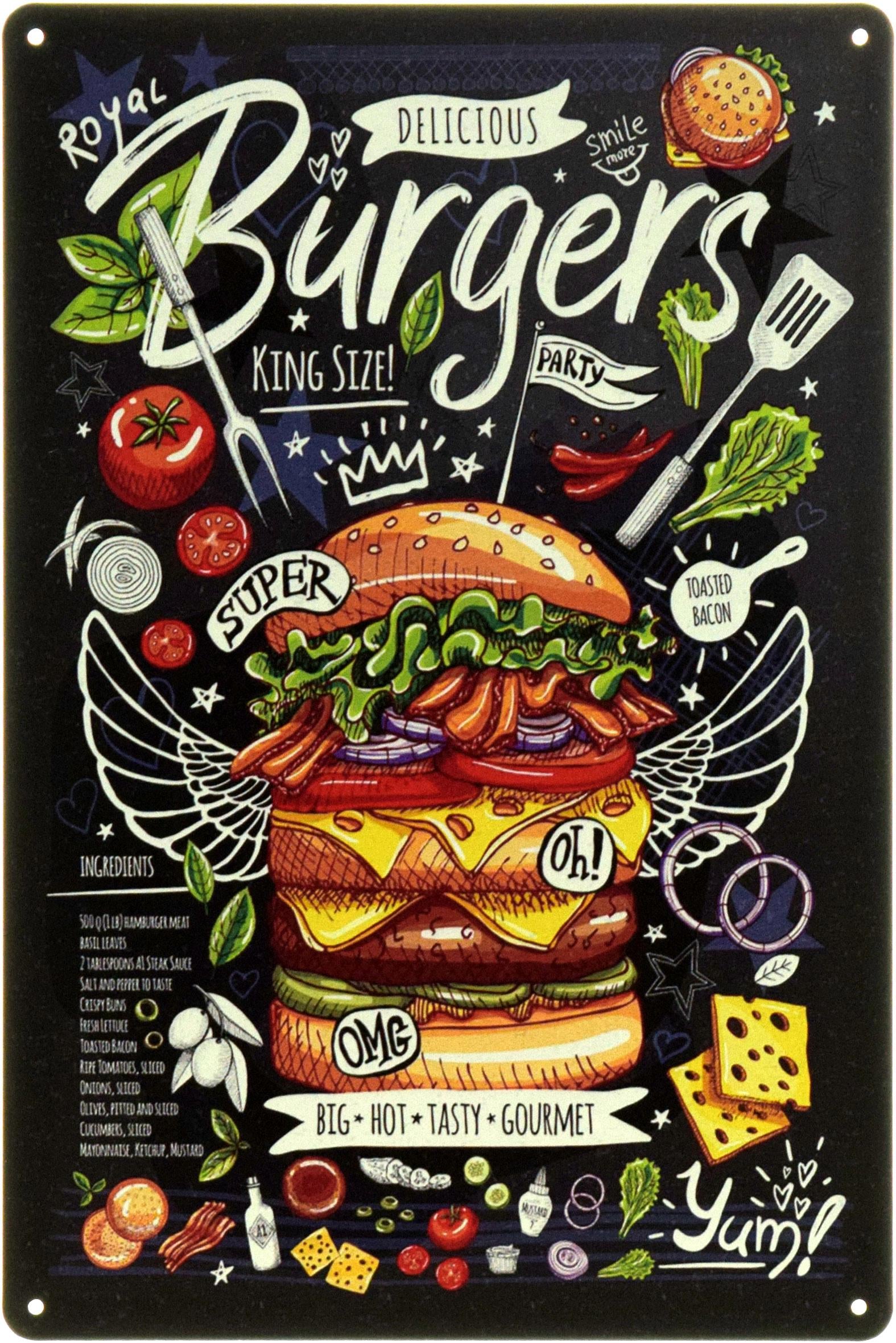 Табличка металева "Royal Burgers" 20x30 см (ms-104433)