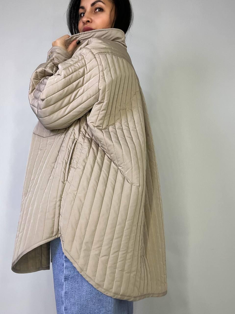 Куртка женская LADY YEP 9089 рубашка удлиненная стеганая демисезонная OS Бежевый (3721) - фото 2 Куртка женская LADY YEP 9089 рубашка удлиненная стеганая демисезонная OS Бежевый (3721) - фото 2