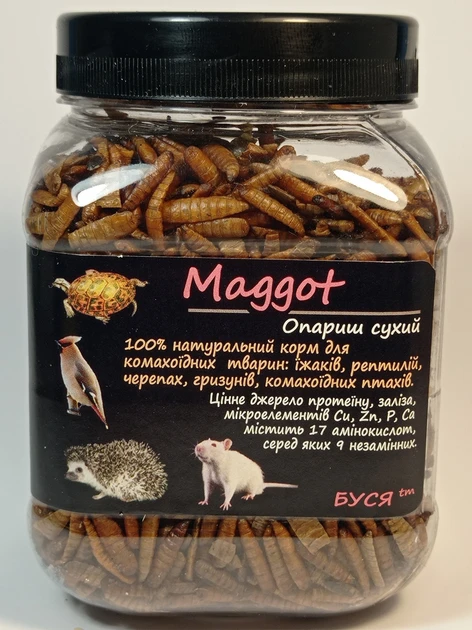 Корм для їжаків/черепах/великих птахів/гризунів/щурів Буся Maggot "Опариш сухий" 160г - фото 2 Корм для їжаків/черепах/великих птахів/гризунів/щурів Буся Maggot "Опариш сухий" 160г - фото 2