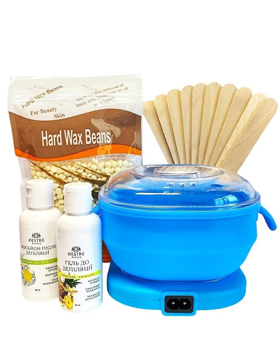 Набор для депиляции с силиконовым воскоплавом Silicone Edition 100 Вт воск/шпатели 10 шт./гель до депиляции/лосьон после депиляции 5в1 (NBS-5-3)