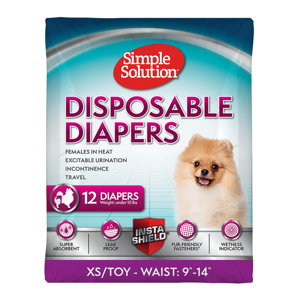 Гигиенические подгузники для животных SIMPLE SOLUTION Disposable Diapers Х-Small 12 шт. ХS (ss10650)