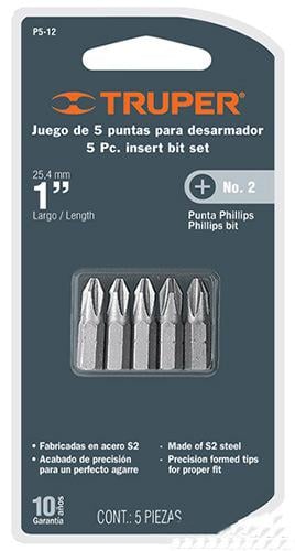 Набір бітів Truper Ph2 25 мм 5 шт. (P5-12) - фото 1 Набір бітів Truper Ph2 25 мм 5 шт. (P5-12) - фото 1