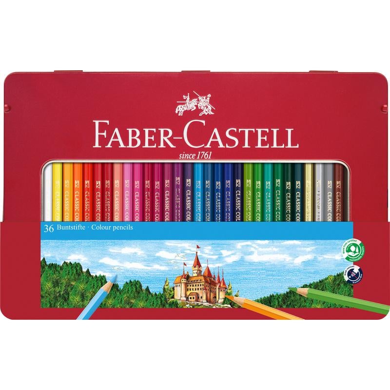 Набор цветных карандашей Faber-Castell металлический пенал 36 цветов (115886) Набор цветных карандашей Faber-Castell металлический пенал 36 цветов (115886)