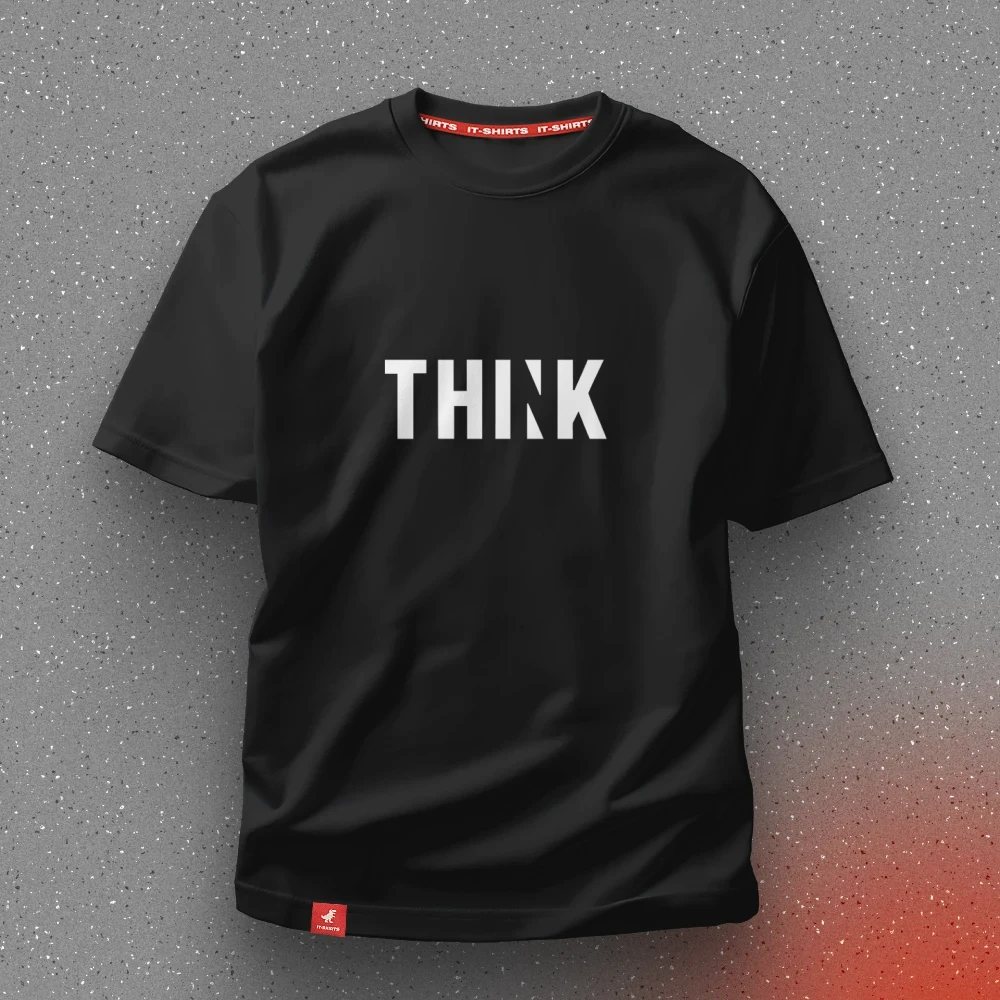 Футболка айтішника THINK з контрформою для тих хто вміє думати S Чорний (IT-204T-B-S)