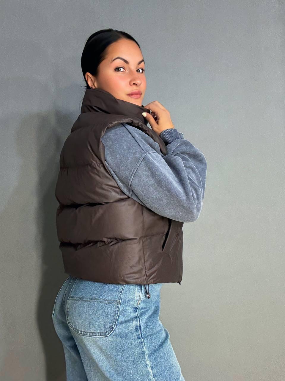 Жилетка жіноча A-N 10013 дута без капюшона р. 44 Коричневий - фото 5