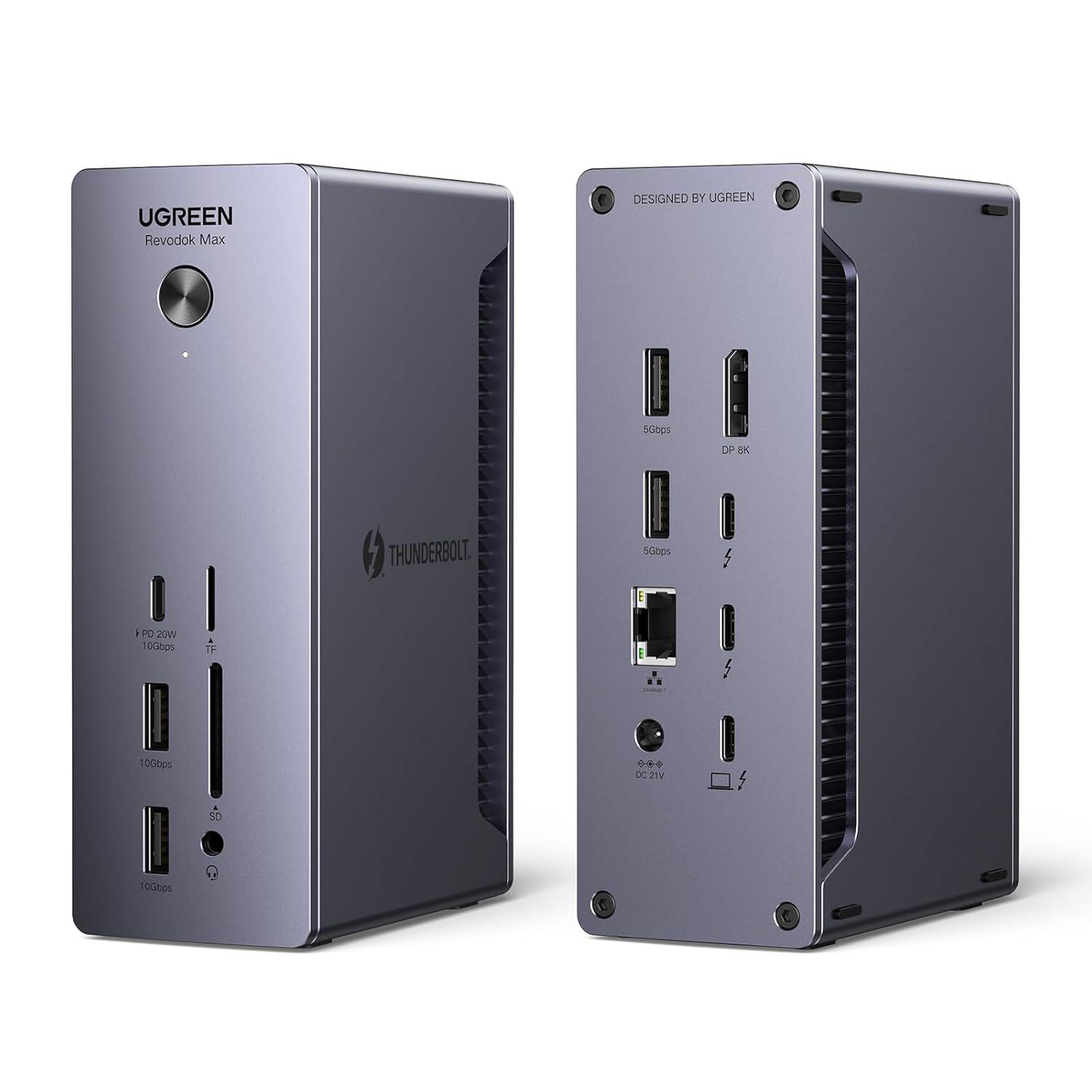 Концентратор UGREEN U710 Revodok Max 213 Thunderbolt 4 док-станция 40 Гбит/с с двумя дисплеями 13в1 Grey (25054) - фото 4