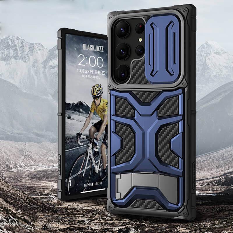 Противоударный TPU+PC чехол Nillkin CamShield Adventurer Pro (шторка на камеру) для Samsung Galaxy S23 Ultra Interstellar Blue - фото 5