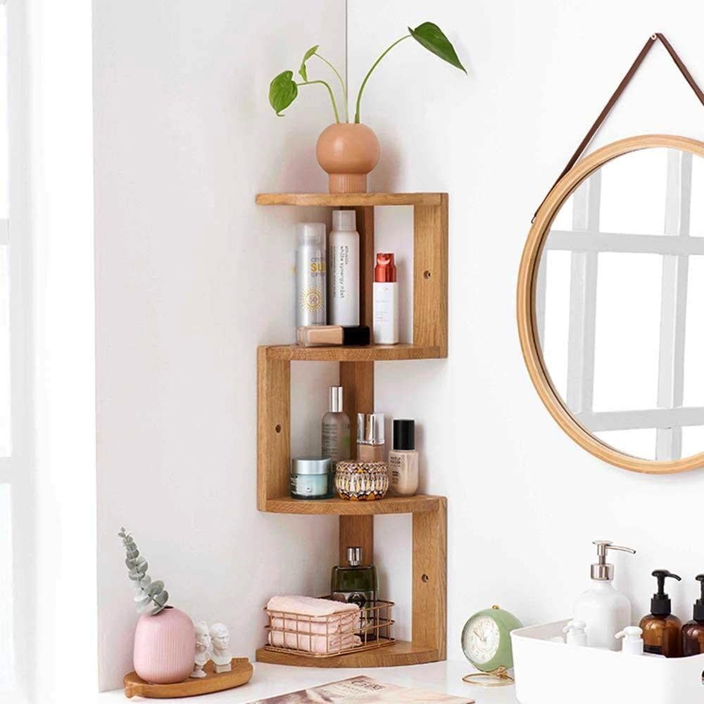 Полка настенная угловая из дерева Тавера Сиена (УНП-002805)