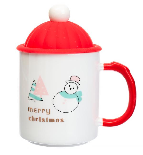 Кружка новогодняя Snowman с ложкой 350 мл керамика