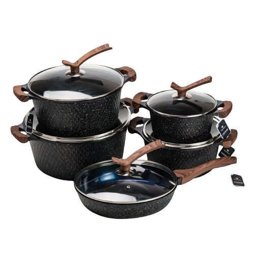 Набор кастрюль с антипригарным покрытием и крышкой из жаропрочного стекла (4798)