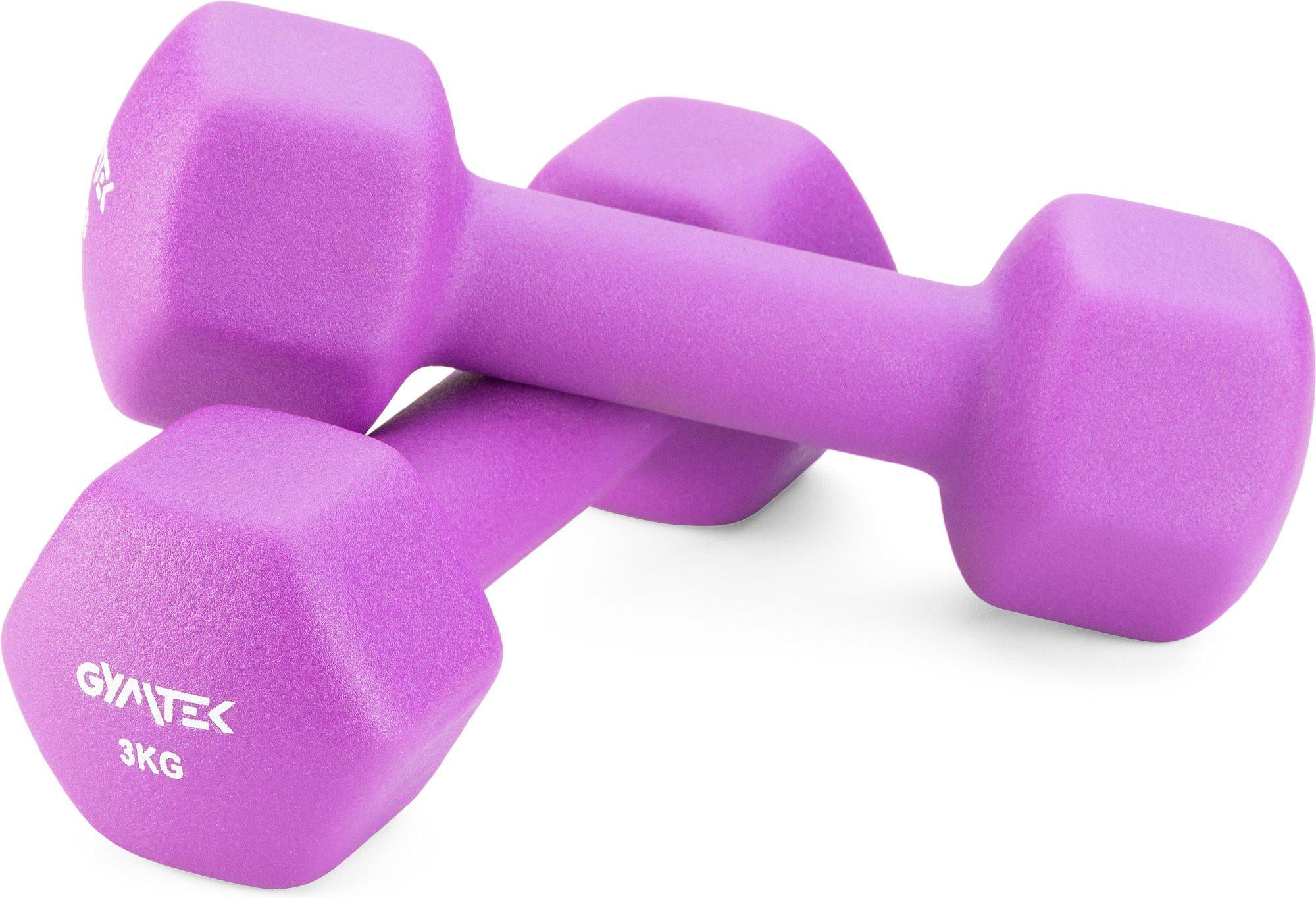 Гантели для фитнеса Gymtek Hex неопреновые 2х3 кг Фиолетовый (34772911)