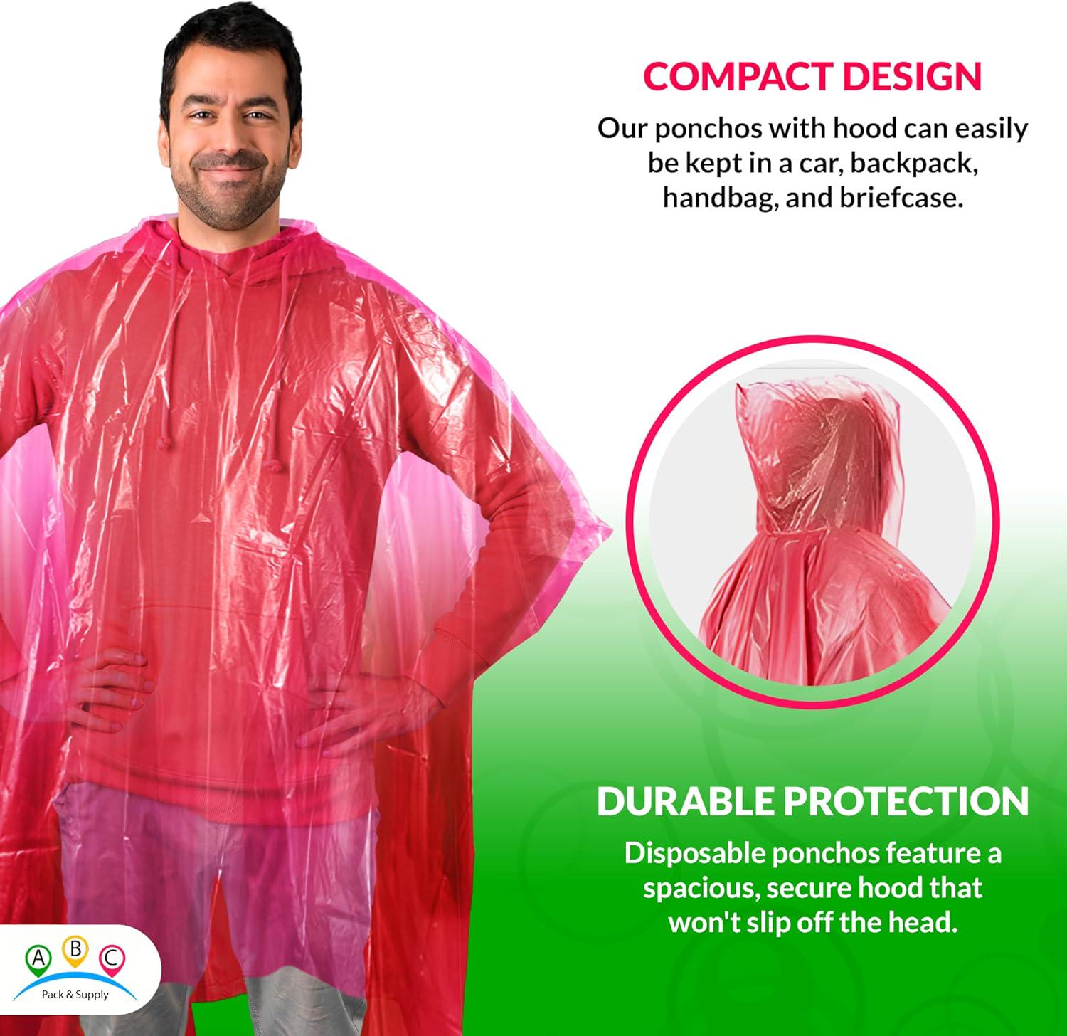 Плащ-дождевик одноразовый 120х65 см Red (30218) - фото 4