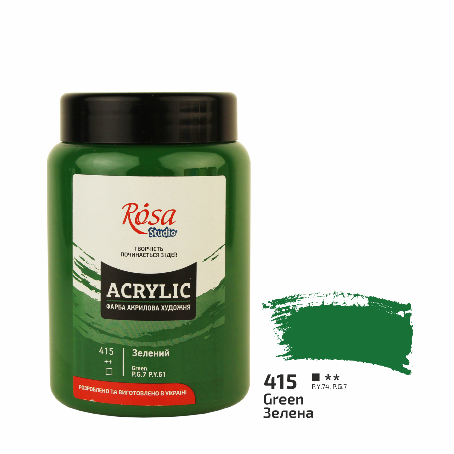 Акриловая краска ROSA Studio 322419415 6 шт. 400 мл Зеленый/415 (4823086706835) Акриловая краска ROSA Studio 322419415 6 шт. 400 мл Зеленый/415 (4823086706835)
