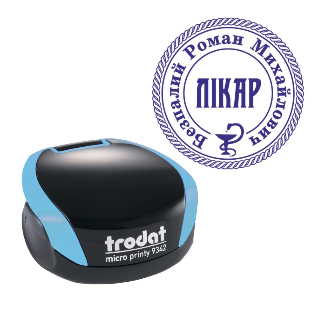 Печать Врача на карманном оснащении Trodat Micro Printy 9342 d 30 мм Бирюзовый (Л5/9342/BZ)
