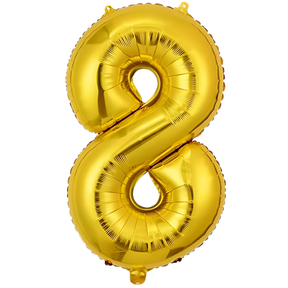 Повітряна куля у вигляді цифри 8 фольгована святкова для дня народження/ювілеїв/річниць 40" Золотий Повітряна куля у вигляді цифри 8 фольгована святкова для дня народження/ювілеїв/річниць 40" Золотий
