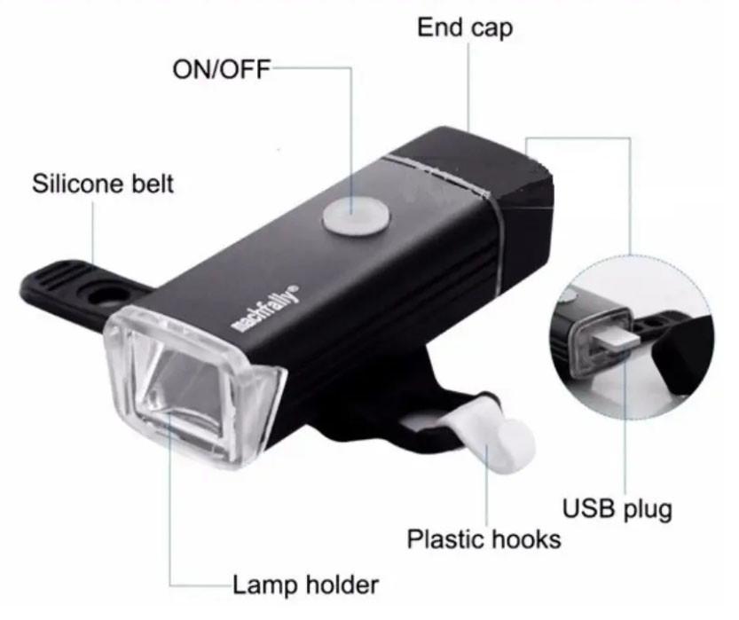 Велофара передняя Machfally MC-QD001 USB водонепроницаемая с креплением (1983930134) - фото 6