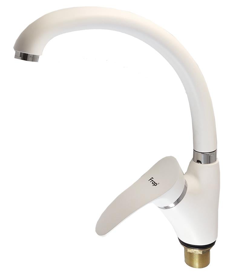 Змішувач для кухні Frap F4101-12 U-подібний гусак Білий (35383)
