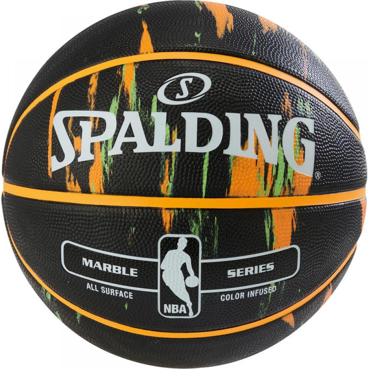 Мяч баскетбольный Spalding NBA Marble Outdoor 7 Black/Orange/Green