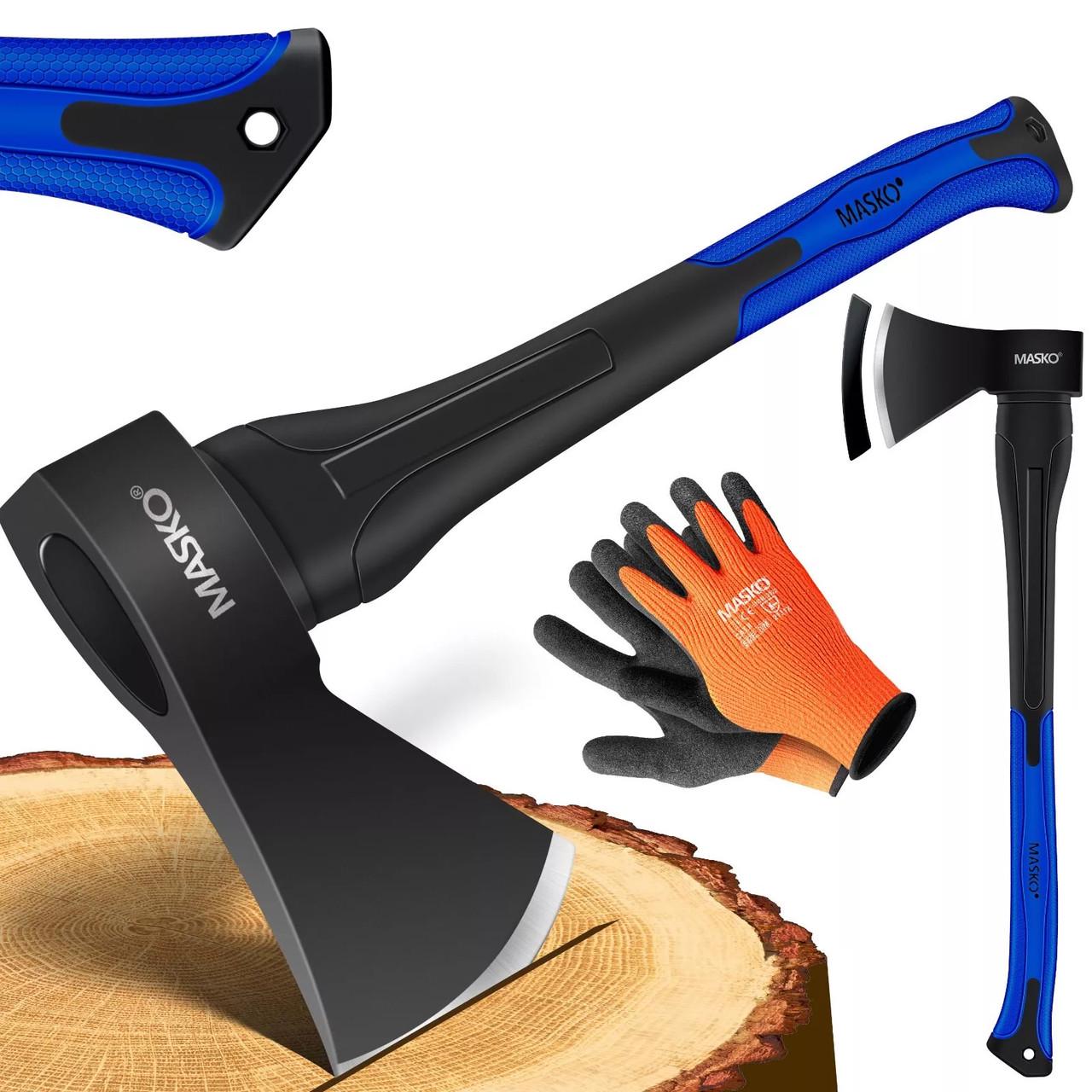 Топор универсальный MASKO с набором перчаток 800 г Черный/Синий - фото 11 Топор универсальный MASKO с набором перчаток 800 г Черный/Синий - фото 11