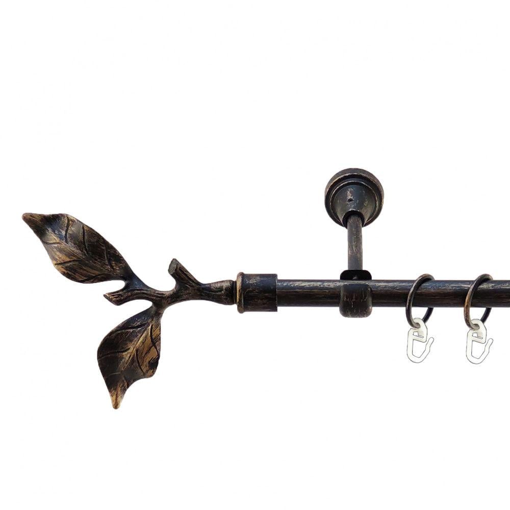 Карниз металлический Orvit Листок Розы однорядный открытый/гладкая труба/кольцо металлическое Черное Золото 16 мм 160 см (5467984) - фото 1 Карниз металлический Orvit Листок Розы однорядный открытый/гладкая труба/кольцо металлическое Черное Золото 16 мм 160 см (5467984) - фото 1