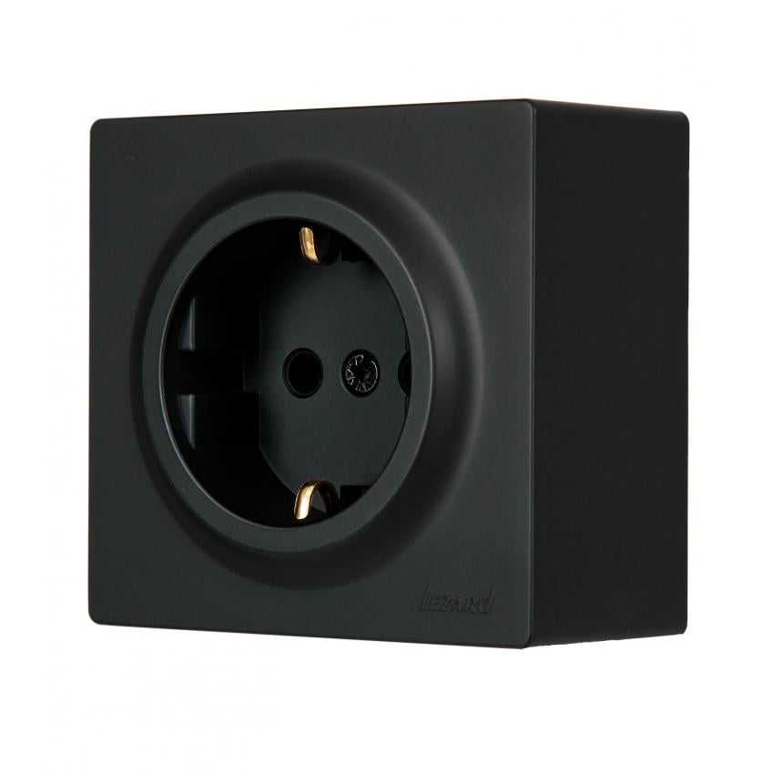 Розетка Lezard Leto одинарна з заземленням Антрацит (752-4200-122)