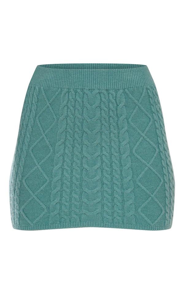 Міні-спідниця під вʼязку PrettyLittleThing M Бірюзовий