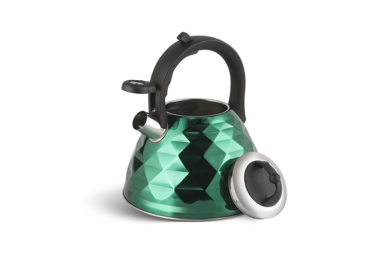 Чайник зі свистком Edenberg EB-8821 з нержавіючої сталі 3 л Зелений (57-46-EB-8821-1) - фото 2 Чайник зі свистком Edenberg EB-8821 з нержавіючої сталі 3 л Зелений (57-46-EB-8821-1) - фото 2