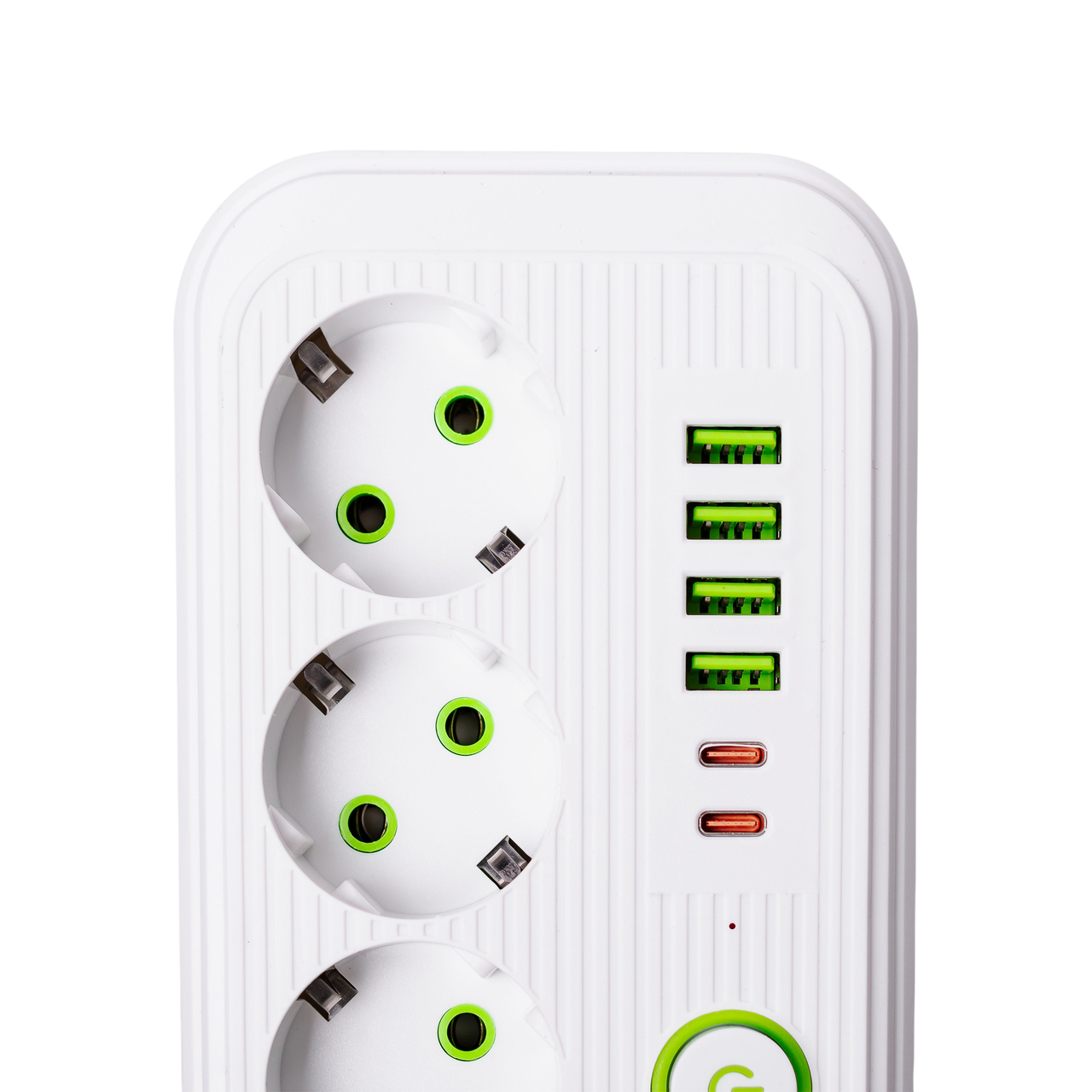 Удлинитель F16 на 3 розетки 4 usb 2 type-c и кнопкой отключения 2,7 м Белый (HP-5-19) - фото 4