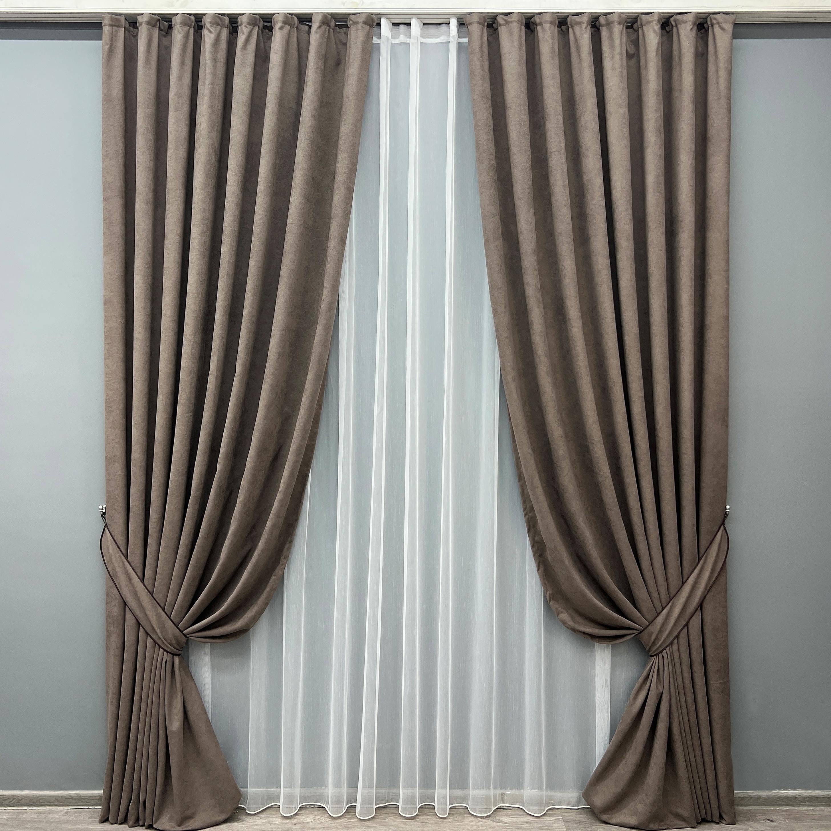 Комплект штор VR-Textil Petek YL №2015ш микровелюр 150х270 см 2 шт. Кофейный (33-1015)