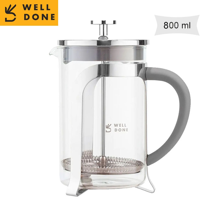 Заварник Well Done WD-8016B френч-пресс стеклянный 800 мл (26202749) - фото 3 Заварник Well Done WD-8016B френч-пресс стеклянный 800 мл (26202749) - фото 3