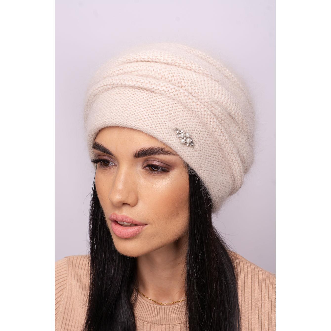 Шапка женская ангоровая двойная Leks Марго one size Жемчуг - фото 1