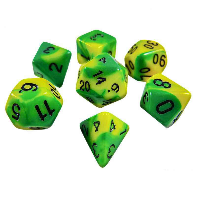 Кубики игральные GSW Dice MIX 16 мм 7 шт. Lime Green Marble (2689)