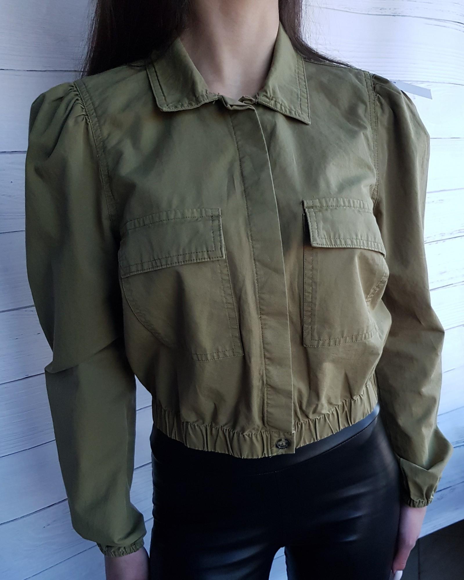 Блуза-рубашка укороченная ONLY 9258 S Хаки (42) - фото 8